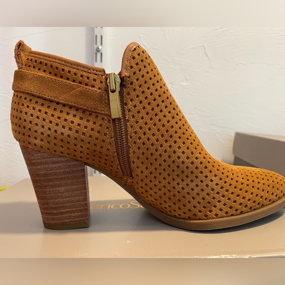 Perforated Tan Ankle Boots